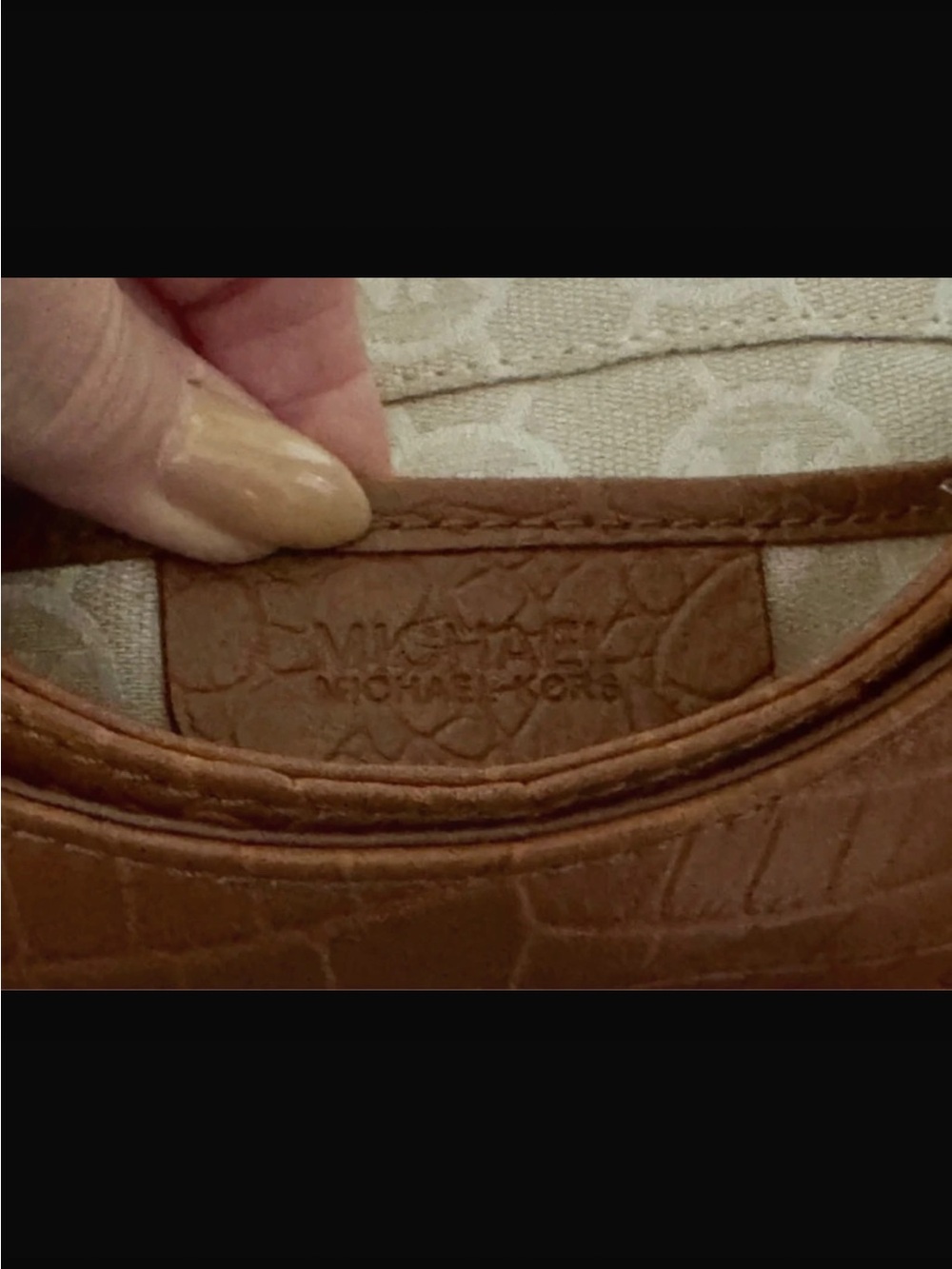 Michael Kors Cognac Croc-Embossed Crossbody Bag EUC - Picture 8 of 9